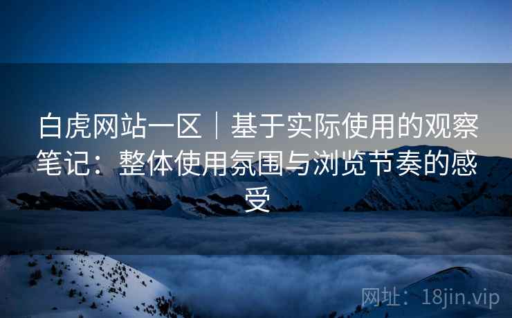 白虎网站一区｜基于实际使用的观察笔记：整体使用氛围与浏览节奏的感受