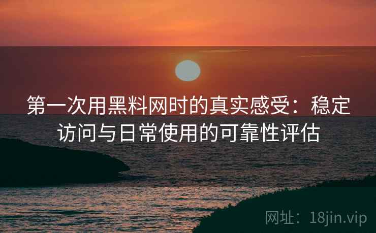 第一次用黑料网时的真实感受:稳定访问与日常使用的可靠性评估