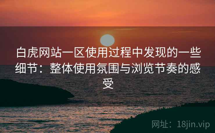白虎网站一区使用过程中发现的一些细节:整体使用氛围与浏览节奏的感受